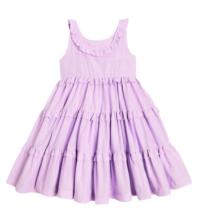 Shop Monnalisa Ruffled Tiered Cotton Dress In Purple