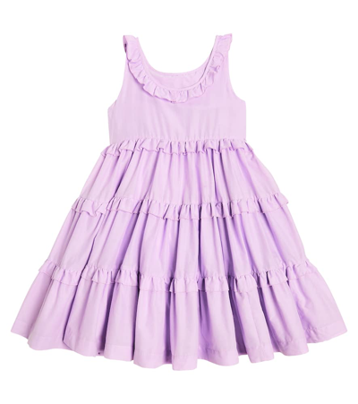 Monnalisa Ruffled Flared Dress In Purple