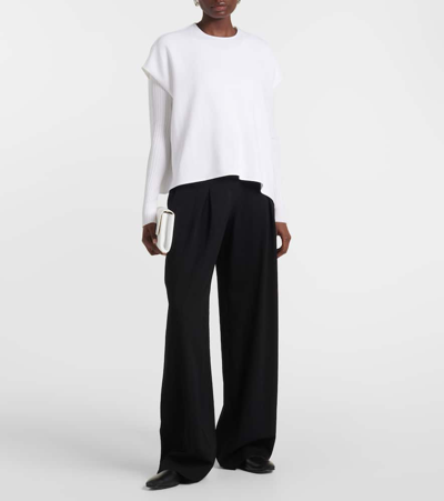 Shop Fforme Faye High-rise Wool Wide-leg Pants In Black