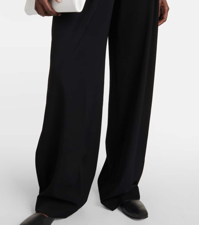 Fforme Faye High-rise Wool Wide-leg Pants In Black
