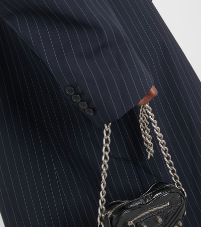 Shop Vetements Oversized Pinstriped Wool Coat In Blue