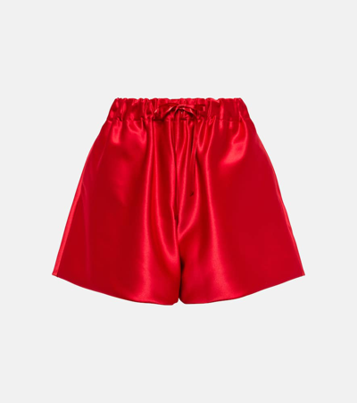 Shop Simone Rocha High-rise Satin Shorts In Red/red