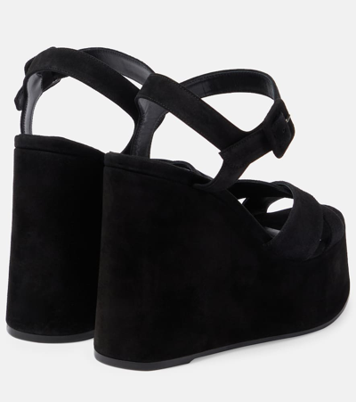 Shop Christian Louboutin Supramariza 130 Velvet Wedge Sandals In Black
