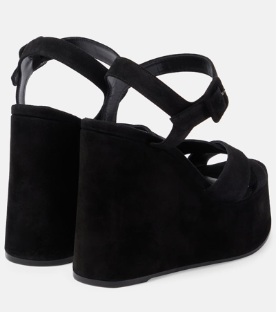 Christian Louboutin Supramariza 130 Velvet Wedge Sandals In Black