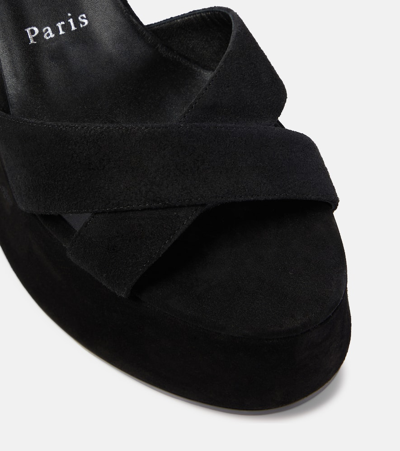Christian Louboutin Supramariza 130 Velvet Wedge Sandals In Black