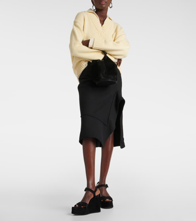 Christian Louboutin Supramariza 130 Velvet Wedge Sandals In Black