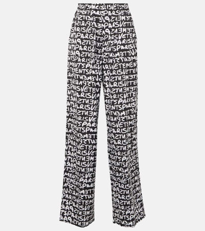 Shop Vetements Printed High-rise Cotton Wide-leg Pants In Multicoloured