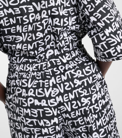 Vetements Printed High-rise Cotton Wide-leg Pants In Multicoloured