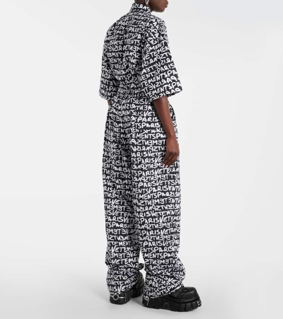 Vetements Printed High-rise Cotton Wide-leg Pants In Multicoloured