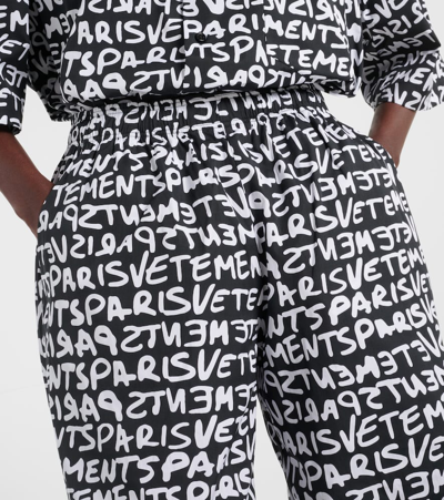 Vetements Printed High-rise Cotton Wide-leg Pants In Multicoloured