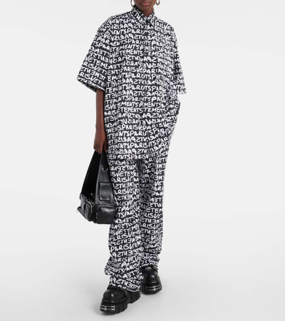 Vetements Printed High-rise Cotton Wide-leg Pants In Multicoloured