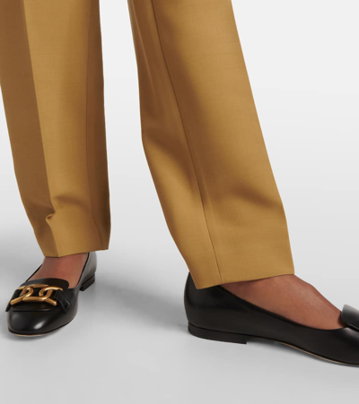 Tod's Virgin Wool Tapered Pants In Brown