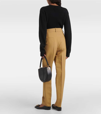 Tod's Virgin Wool Tapered Pants In Brown