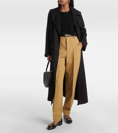 Shop Tod's Virgin Wool Straight Pants In Brown