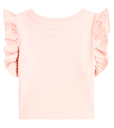 Shop Moschino Printed Cotton-blend Jersey T-shirt In Pink
