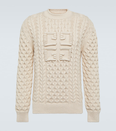 Shop Givenchy 4g Cable-knit Cotton-blend Sweater In Black