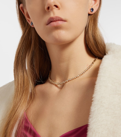 Shay Jewelry 18kt Rose Gold Earrings With Blue Sapphires In Blue