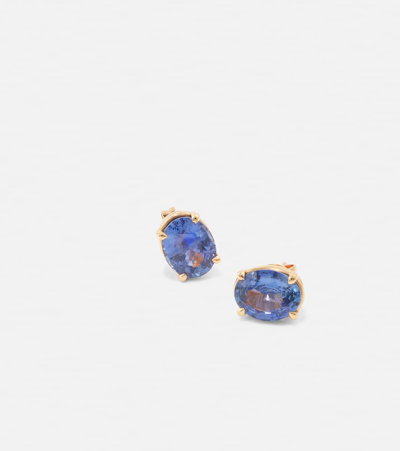 Shay Jewelry 18kt Rose Gold Earrings With Blue Sapphires In Blue