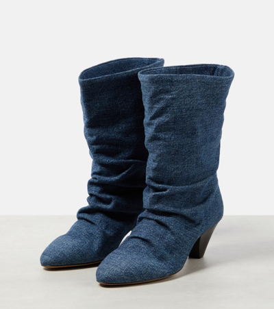 Shop Isabel Marant Reachi Denim Ankle Boots In Blue