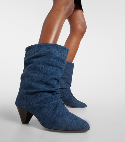 Shop Isabel Marant Reachi Denim Ankle Boots In Blue