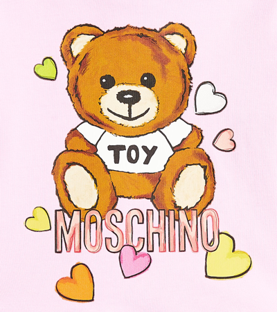 Shop Moschino Baby Teddy Bear Cotton-blend Dress In Pink