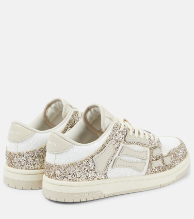 Shop Amiri Skel Top Glitter Leather-trimmed Sneakers In Multicoloured