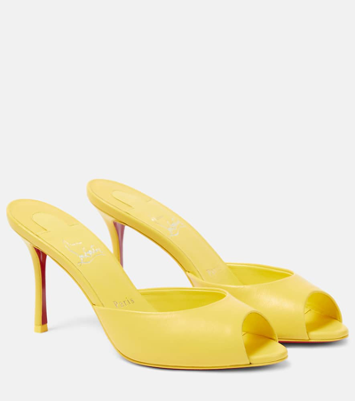 Shop Christian Louboutin Me Dolly 85 Leather Mules In Yellow