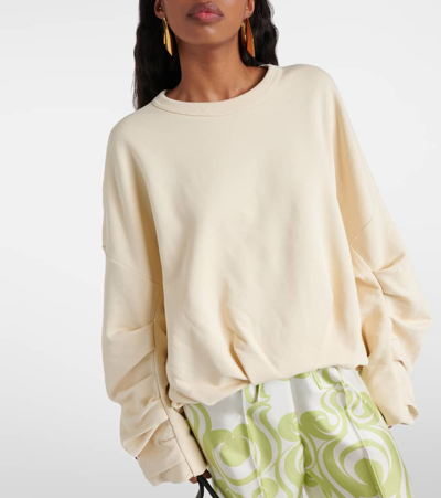 Shop Dries Van Noten Oversized Cotton Jersey Sweatshirt In Ivory