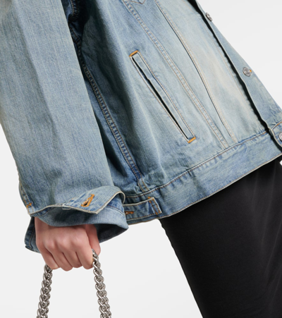 Shop Balenciaga Paris Tropical Oversized Denim Jacket In Japenese Blue 