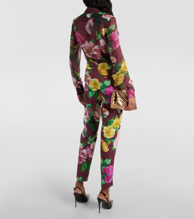 Dolce & Gabbana Floral Low-rise Cotton-blend Pants In Multicoloured