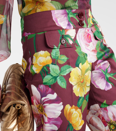 Dolce & Gabbana Floral Low-rise Cotton-blend Pants In Multicoloured