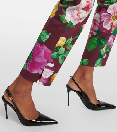 Dolce & Gabbana Floral Low-rise Cotton-blend Pants In Multicoloured