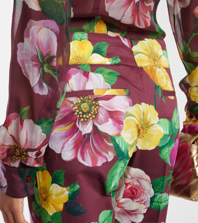 Dolce & Gabbana Floral Low-rise Cotton-blend Pants In Multicoloured