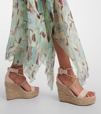 Christian Louboutin Chocazeppa Spikes 120 Espadrille Wedges In Neutrals