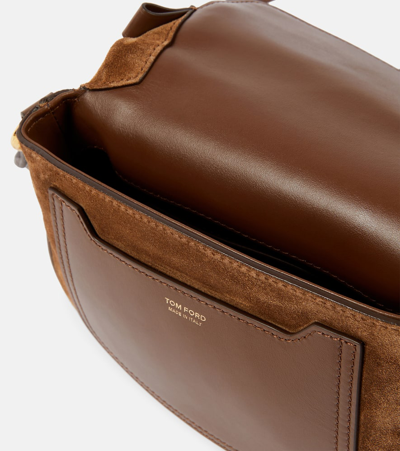 Tom Ford Suede And Leather Crossbody Bag In Whisky