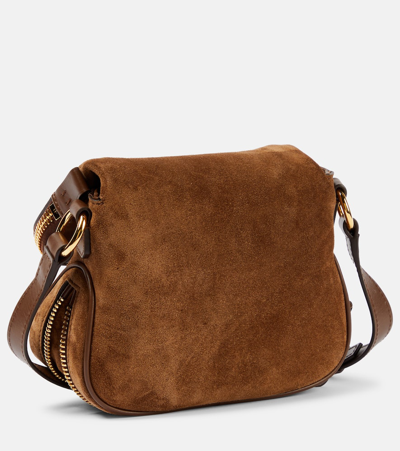 Tom Ford Suede And Leather Crossbody Bag In Whisky