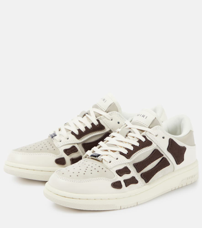 Shop Amiri Skel Top Leather Low-top Sneakers In Neutrals