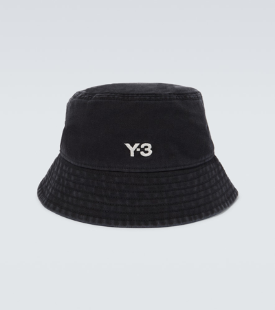Shop Y-3 Embroidered Cotton Bucket Hat In Black