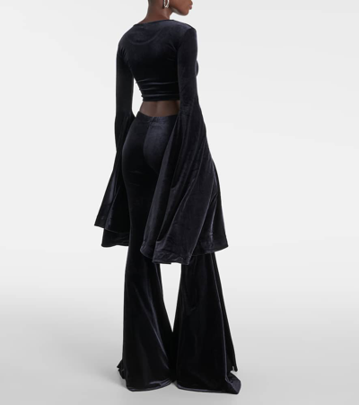 Vetements Extreme Flared Velvet Top In Black