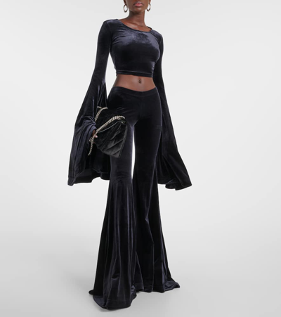 Vetements Extreme Flared Velvet Top In Black