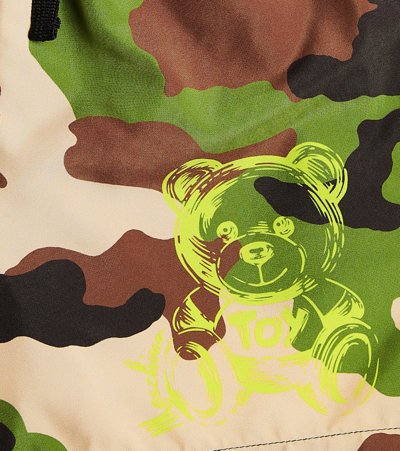 Moschino Teddy Bear Camouflage Swim Trunks In Green
