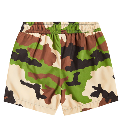 Moschino Teddy Bear Camouflage Swim Trunks In Green