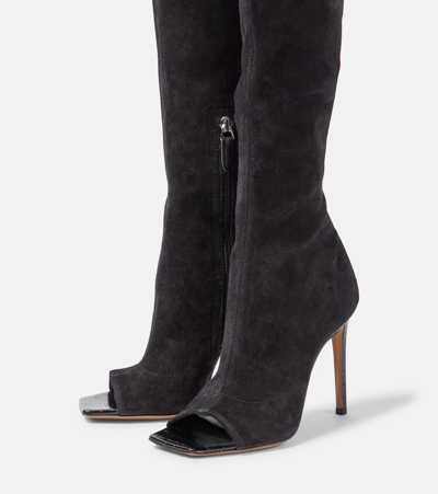 Shop Paris Texas Amanda 105 Suede Over-the-knee Boots In Black