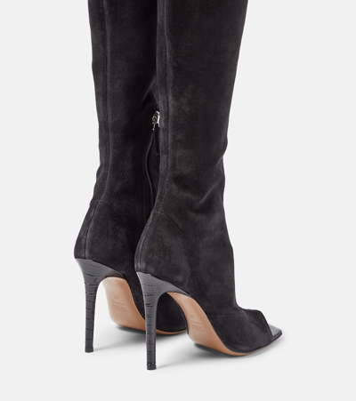 Shop Paris Texas Amanda 105 Suede Over-the-knee Boots In Black