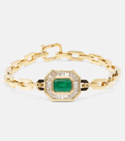 Shay Jewelry 18kt Gold Bracelet With Diamonds And Emeralds In Gold