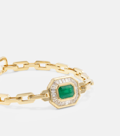 Shay Jewelry 18kt Gold Bracelet With Diamonds And Emeralds In Gold