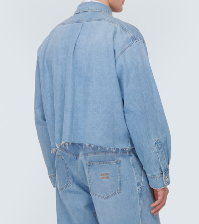 Miu Miu Cropped Denim Shirt In Blue