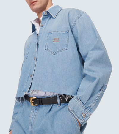 Miu Miu Cropped Denim Shirt In Blue