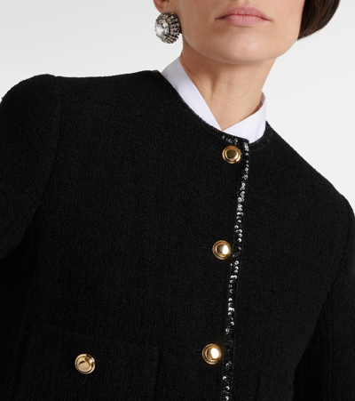 Miu Miu Cropped Wool-blend Tweed Jacket In Black