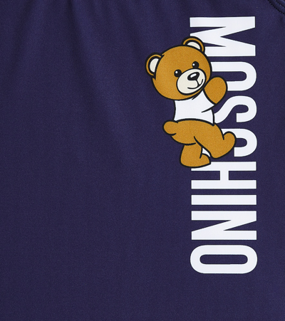 Shop Moschino Logo Swimsuit In Blu Navy